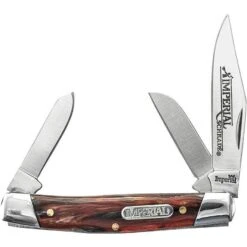 Imperial Schrade 15S Medium Stockman Folding Pocket Knife With Amber Swirl Celluloid Handle