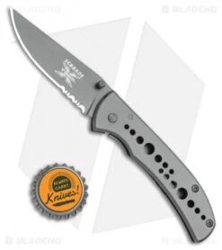Schrade Folding Knife Frame Lock Knife Stainless Steel (2.625" Gray) -Schrade Knife Shop Schrade Folder Part Serrated SCH50SCP BHQ 111761 LS Bottlecap