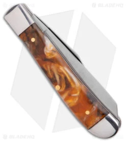 Schrade Imperial Trapper Knife 3.5" Amber Swirl IMP15T -Schrade Knife Shop Schrade Imperial Trapper Amber Swirl SS BHQ 22121 jr side