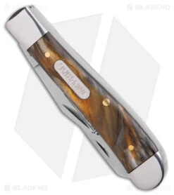 Schrade Imperial Trapper Knife 3.5" Amber Swirl IMP15T -Schrade Knife Shop Schrade Imperial Trapper Amber Swirl SS BHQ 22121 jr spine