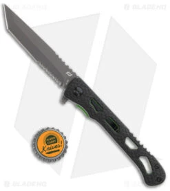 Schrade Inert Tanto Liner Lock Knife Black Aluminum (3.5" Gray Serr) -Schrade Knife Shop Schrade Inert CLR Tanto LL Black Aluminum Gray Serr BHQ 140099 jr bottlecap
