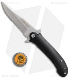 Schrade Liner Lock Knife Black Al (3.5" Bead Blast Serr) SCH223S -Schrade Knife Shop Schrade LL Black Alum BB Serr SCH223S BHQ 61936 jr bottlecap