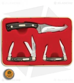 Schrade Old Timer Sharpfinger 3-Piece Knife Set Burl Wood W/Gift Tin 1130040 -Schrade Knife Shop Schrade OT Wood Sharpfinger 3 Piece Set BHQ 116719 jr bottlecap