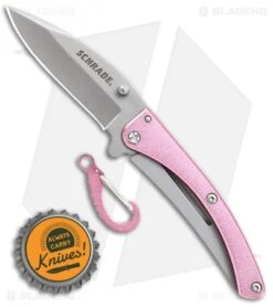 Schrade Pocket Protector Frame Lock Knife Pink (2.5" Bead Blast) -Schrade Knife Shop Schrade Pocket Protector FL Pink BB SCH222P BHQ 61934 jr bottlecap 1