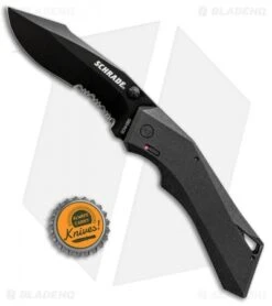 Schrade Shiznit MAGIC Spring Assisted Knife Black (3.375" Black Serr) -Schrade Knife Shop Schrade Shiznit MAGIC SA Black Black Serr SCHA13BS BHQ 62000 jr bottlecap