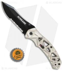 Schrade Shizzle MAGIC Spring Assisted Knife Champagne (3.375" Black Serr) -Schrade Knife Shop Schrade Shizzle MAGIC SA Champagne Black Serr SCHA11CS BHQ 61994 jr bottlecap