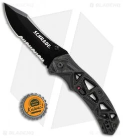 Schrade Shizzle MAGIC Spring Assisted Knife Black (3.375" Black Serr) -Schrade Knife Shop Schrade Shizzle MAGIC Sa Black Black Serr SCHA11BS BHQ 61992 jr bottlecap