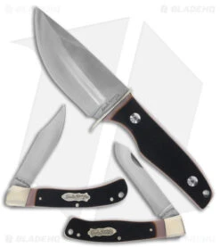 Schrade Uncle Henry 3 Piece Pocket Knives & Fixed Blade Knife Combo Pack - Black