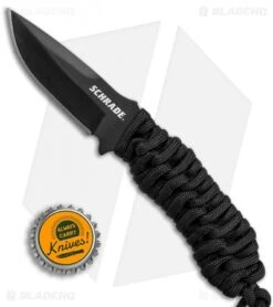 Schrade Full Tang Neck Knife Black Paracord (2.7" Black) SCHF46 -Schrade Knife Shop Schrade full tang neck knife black paracord black SCHF46 BHQ 62027 er size