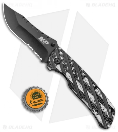 M&P American Patriot Folder Knife Black US Flag/Barbed Wire (3.25" Black Serr) 7 M&P American Patriot Folder Knife Black US Flag/Barbed Wire (3.25" Black Serr) - Image 5