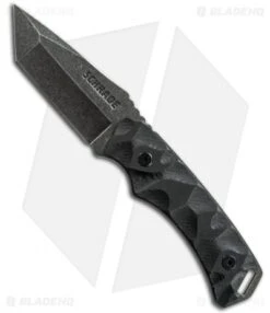 Schrade SCHF15 Knife Modified Tanto Fixed Blade (3.4" Black Plain)