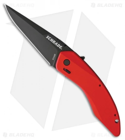 Schrade Landshark Spring Assisted Knife Red Aluminum (3" Black) SCHA9R 3 Schrade Landshark Spring Assisted Knife Red Aluminum (3" Black) SCHA9R