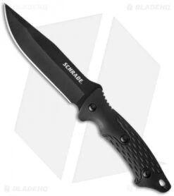 Schrade Fixed Blade Knife Full Tang Black TPE (5" Black Plain) SCHF30